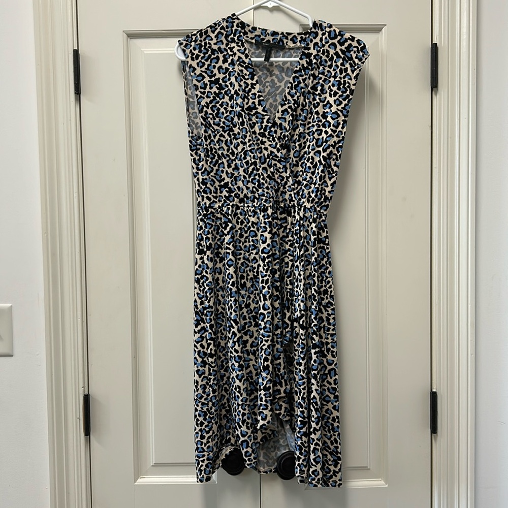 BCBG Maxazria size small wrap dress in blue and black cheetah